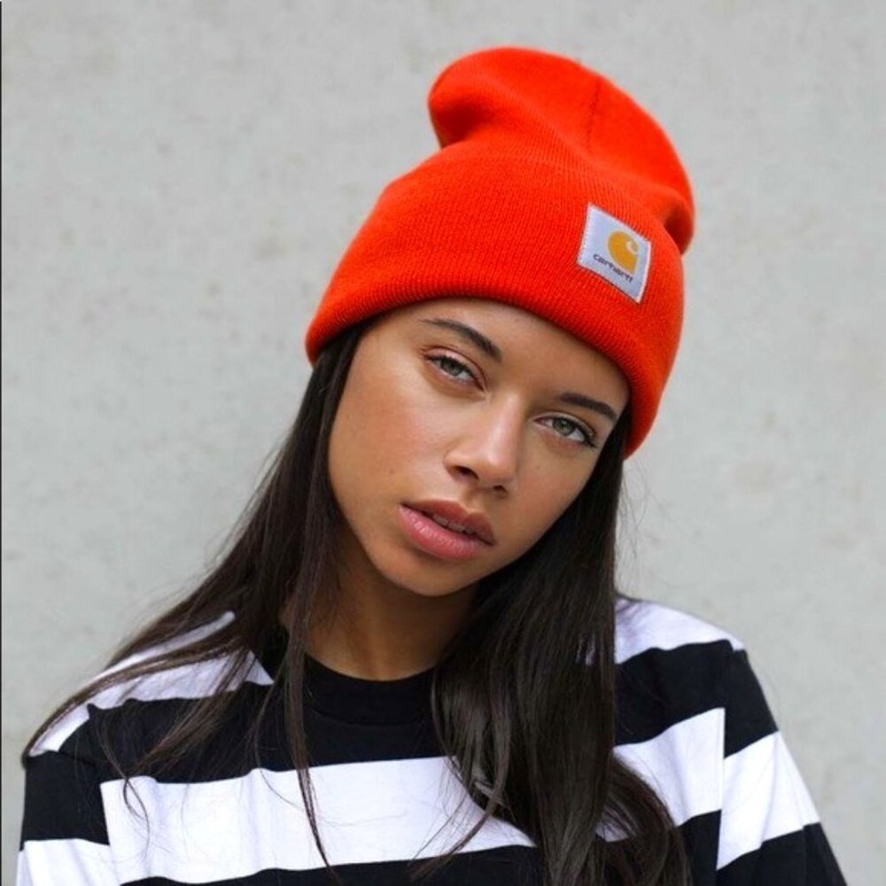 Bright orange women’s Carhartt beanie